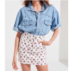 Urban Outfitters White and red floral mini skirt